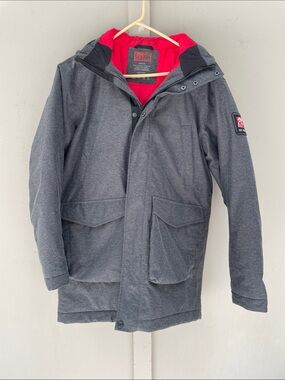 Chick-Fil-A Gray Hooded Parka with Red Lining. Oobe. Men’s Medium.